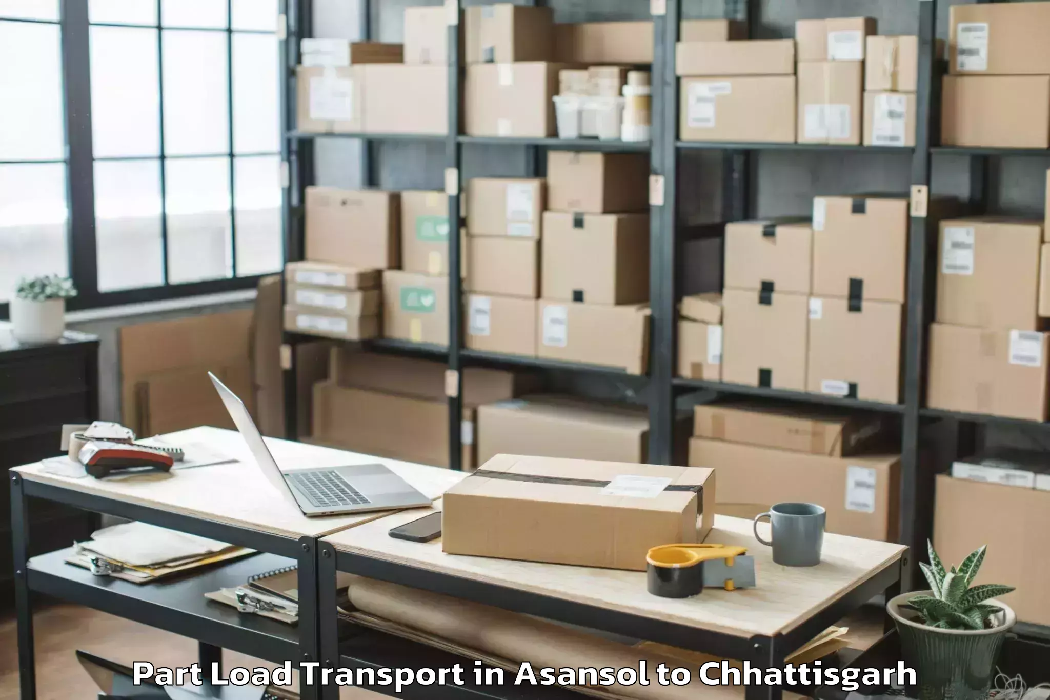 Leading Asansol to Op Jindal University Raigarh Part Load Transport Provider